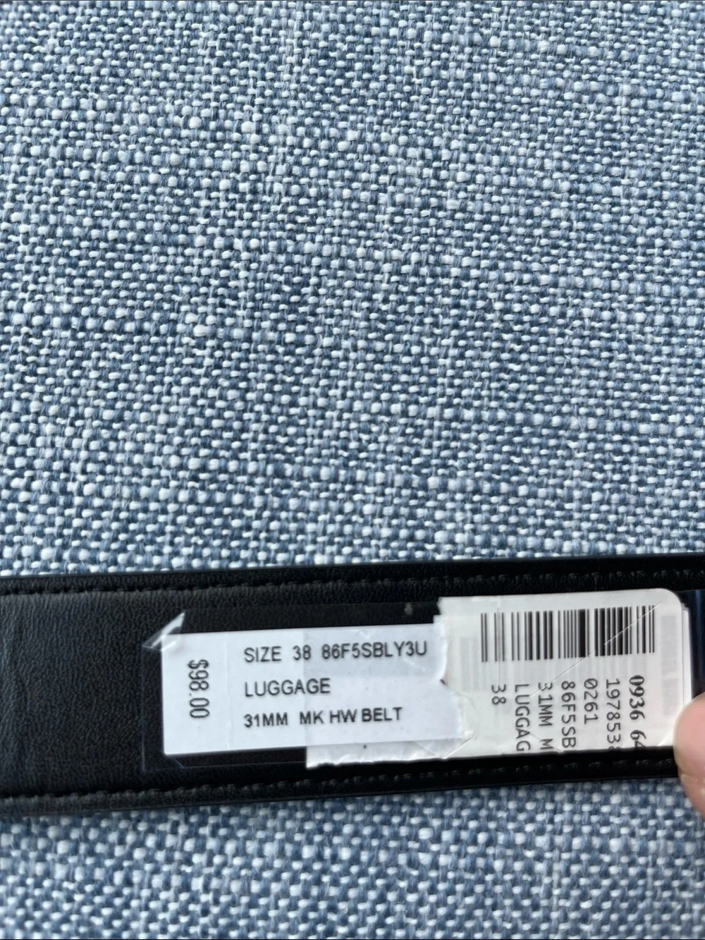 Michael Kors Belt MK Logo Hardware Silvertone Leather